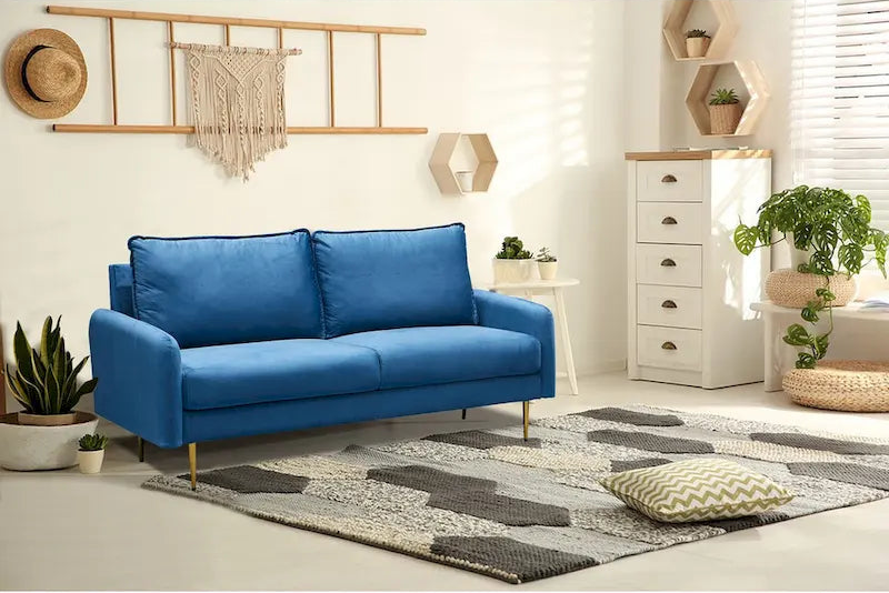 70" Velvet Square Arm Sofa - Multiple Colors - 3 Seater