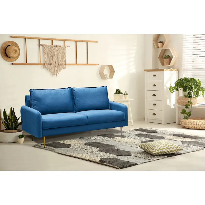 70" Velvet Square Arm Sofa - Multiple Colors - 3 Seater