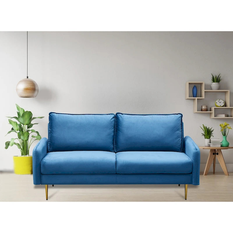 70" Velvet Square Arm Sofa - Multiple Colors - 3 Seater