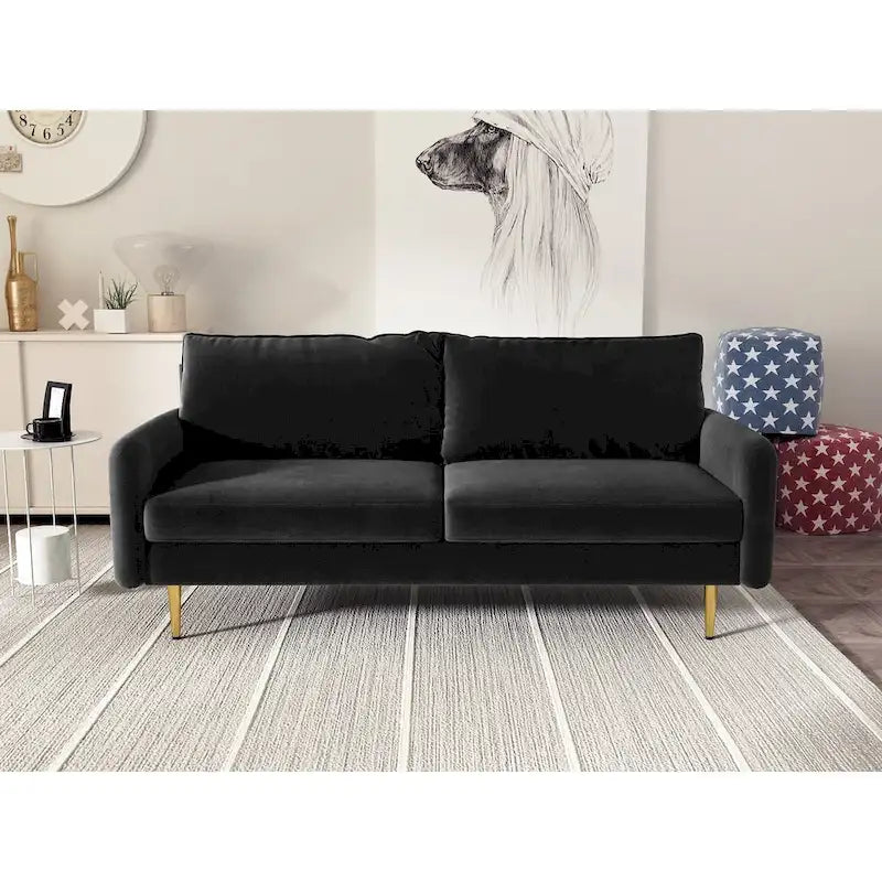 70" Velvet Square Arm Sofa - Multiple Colors - 3 Seater