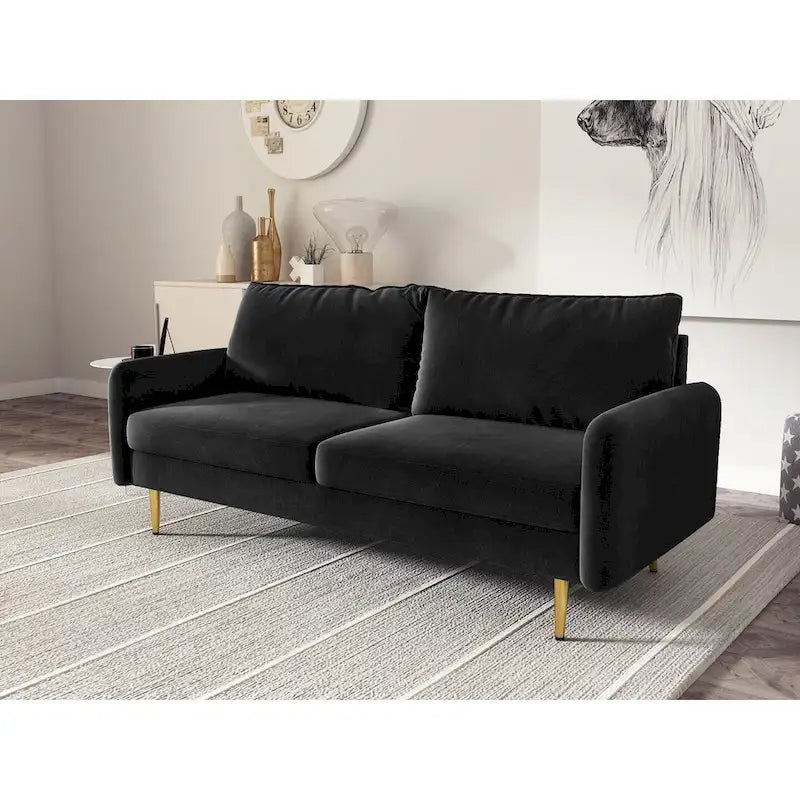 70" Velvet Square Arm Sofa - Multiple Colors - 3 Seater