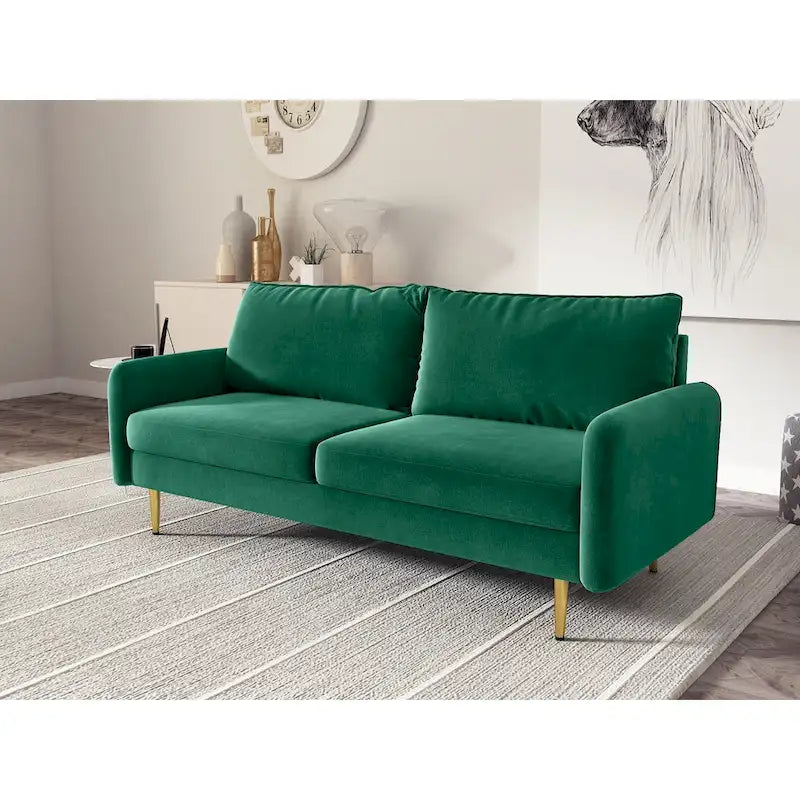 70" Velvet Square Arm Sofa - Multiple Colors - 3 Seater