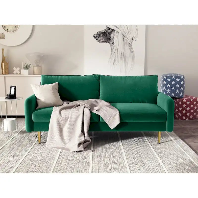 70" Velvet Square Arm Sofa - Multiple Colors - 3 Seater