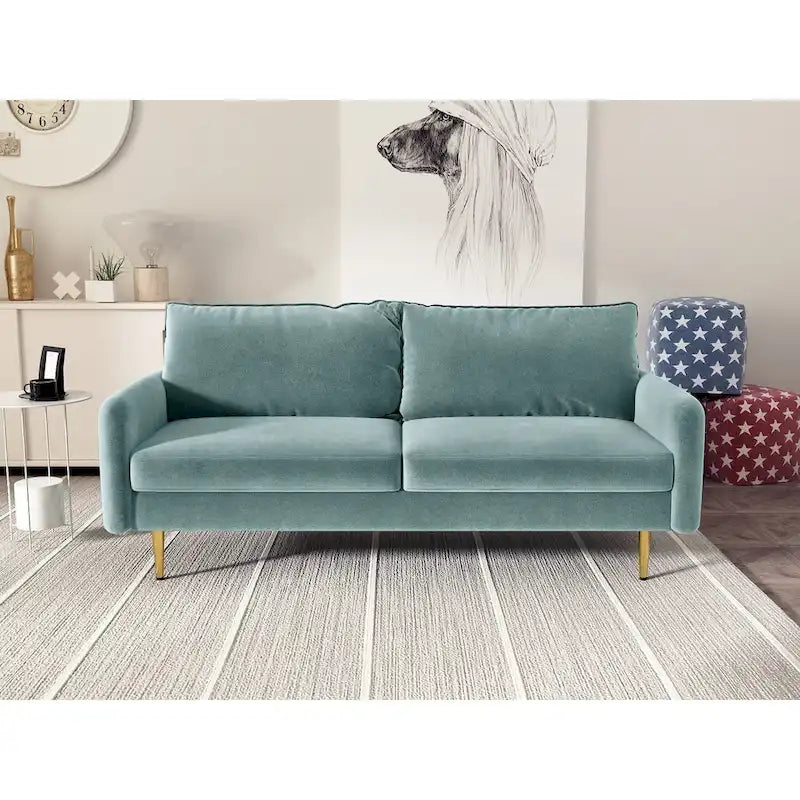 70" Velvet Square Arm Sofa - Multiple Colors - 3 Seater