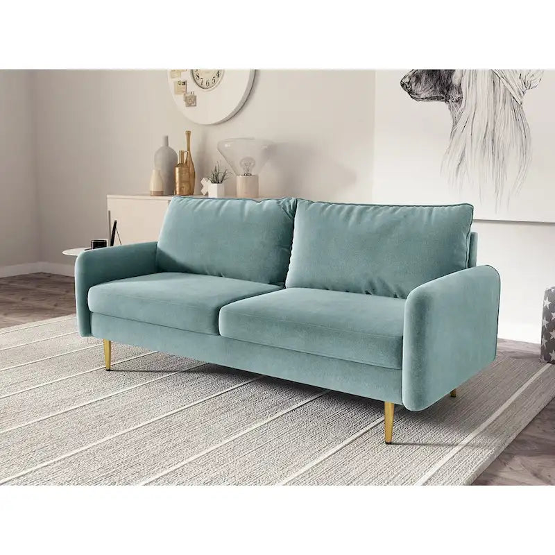 70" Velvet Square Arm Sofa - Multiple Colors - 3 Seater