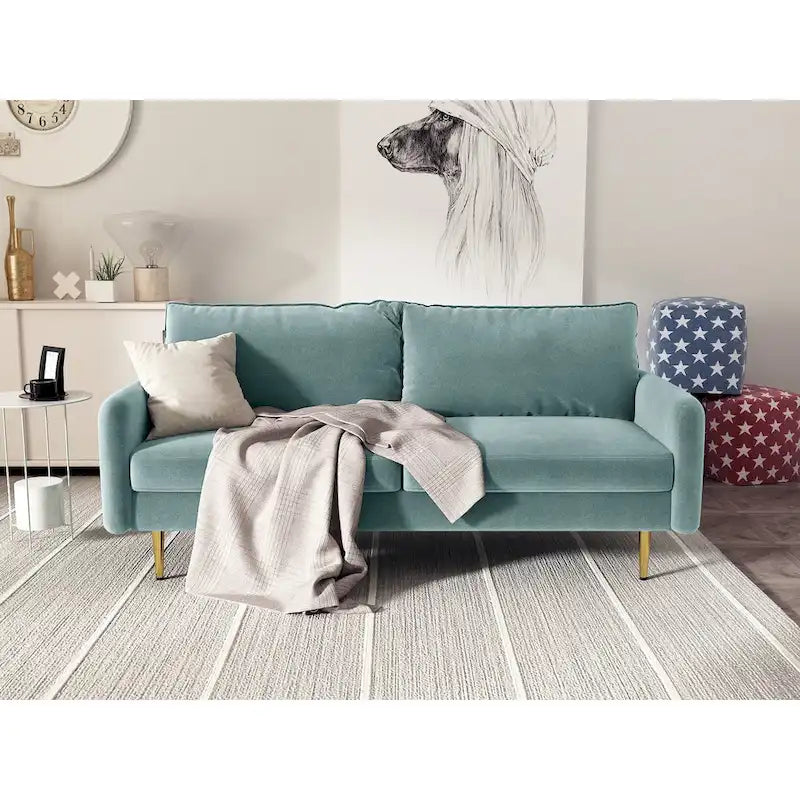 70" Velvet Square Arm Sofa - Multiple Colors - 3 Seater