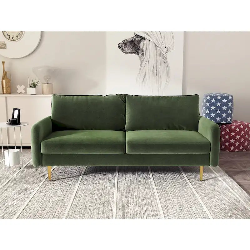 70" Velvet Square Arm Sofa - Multiple Colors - 3 Seater
