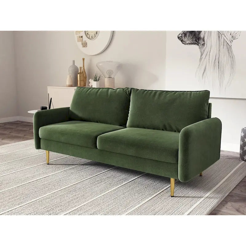 70" Velvet Square Arm Sofa - Multiple Colors - 3 Seater