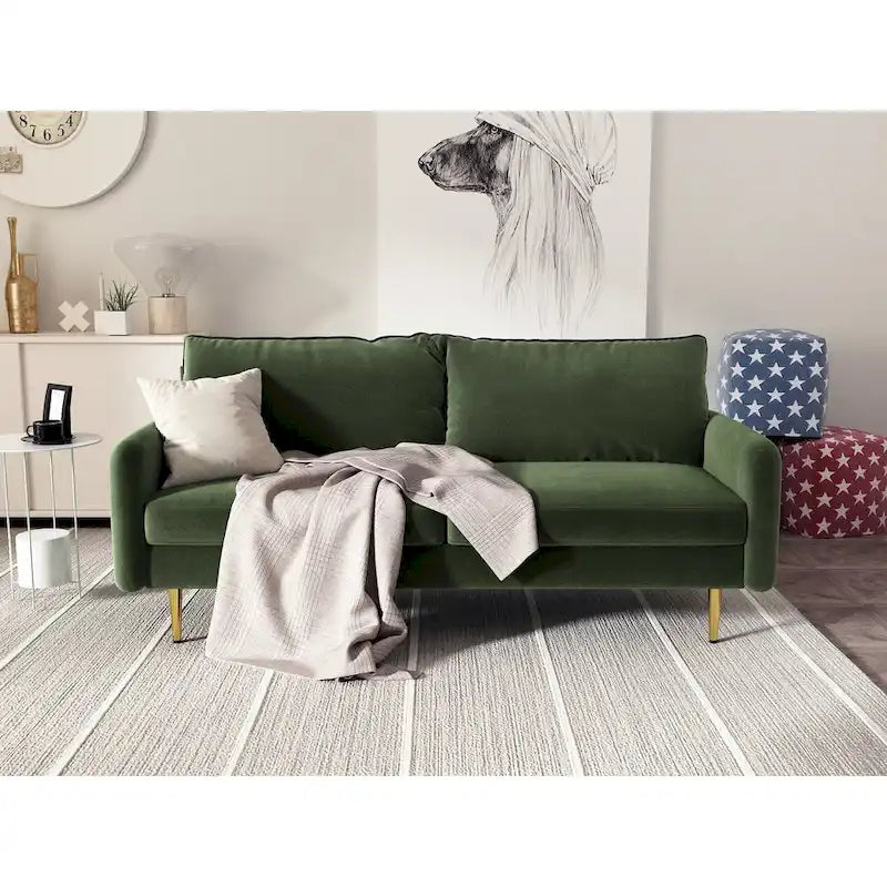 70" Velvet Square Arm Sofa - Multiple Colors - 3 Seater