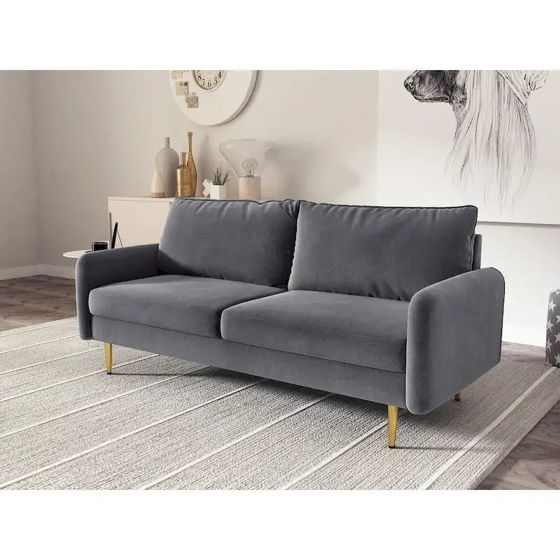 70" Velvet Square Arm Sofa - Multiple Colors - 3 Seater