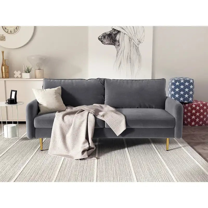 70" Velvet Square Arm Sofa - Multiple Colors - 3 Seater