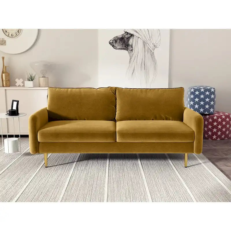 70" Velvet Square Arm Sofa - Multiple Colors - 3 Seater