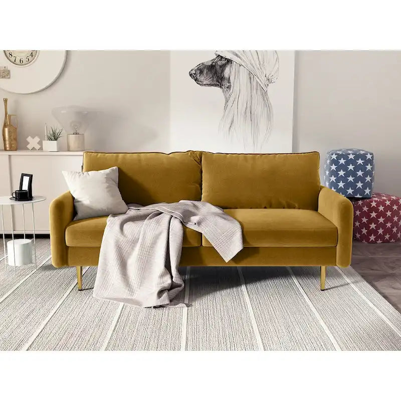 70" Velvet Square Arm Sofa - Multiple Colors - 3 Seater