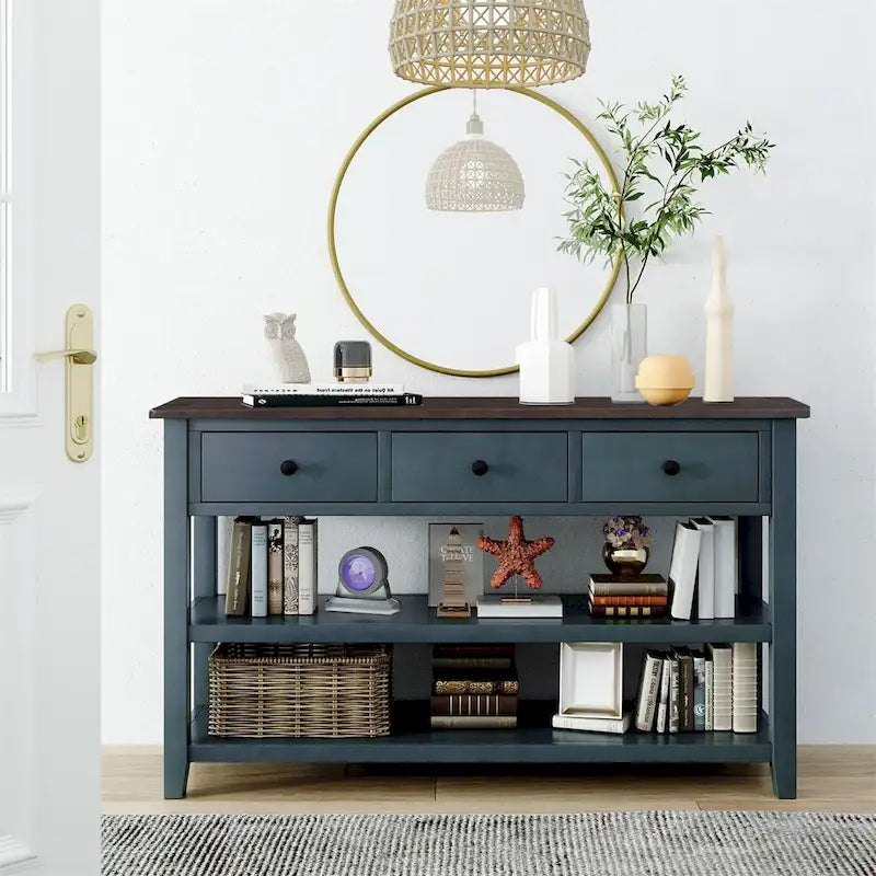 Retro Console Table with 3 Drawers - Multiple Colors