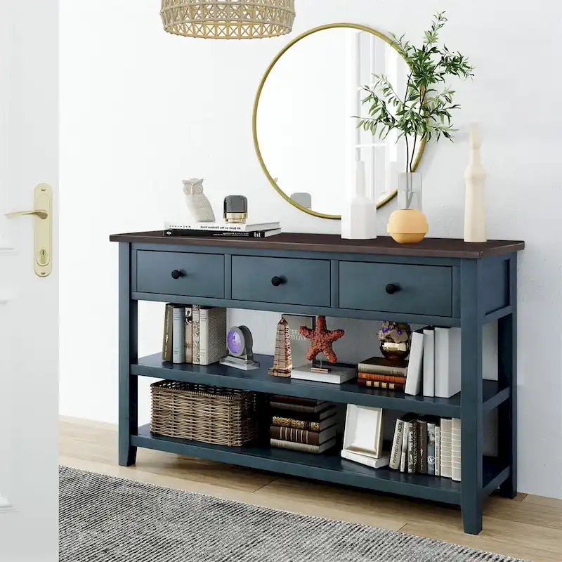 Retro Console Table with 3 Drawers - Multiple Colors