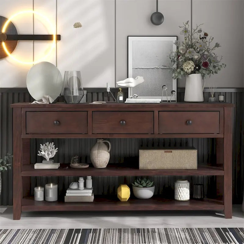 Retro Console Table with 3 Drawers - Multiple Colors