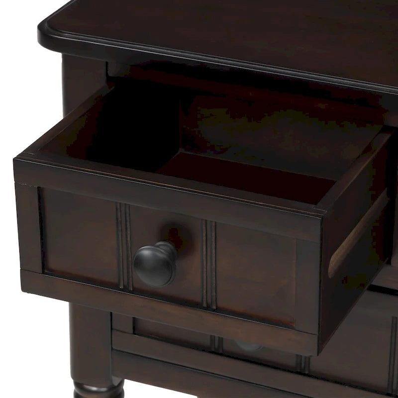 Narrow Console Table with 3 Drawers and Shelf - Distressed Finish