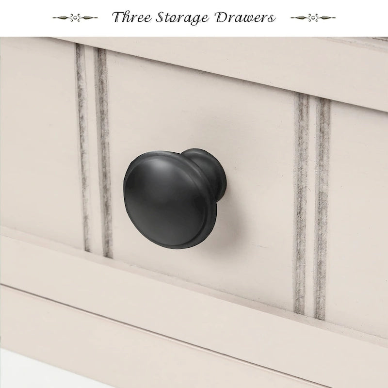 Narrow Console Table with 3 Drawers and Shelf - Distressed Finish