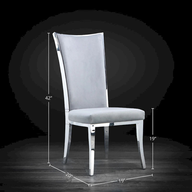 Silver Velvet Upholstered Dining Chair