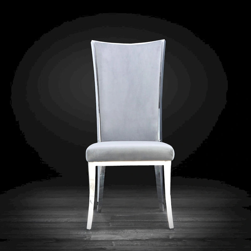Silver Velvet Upholstered Dining Chair