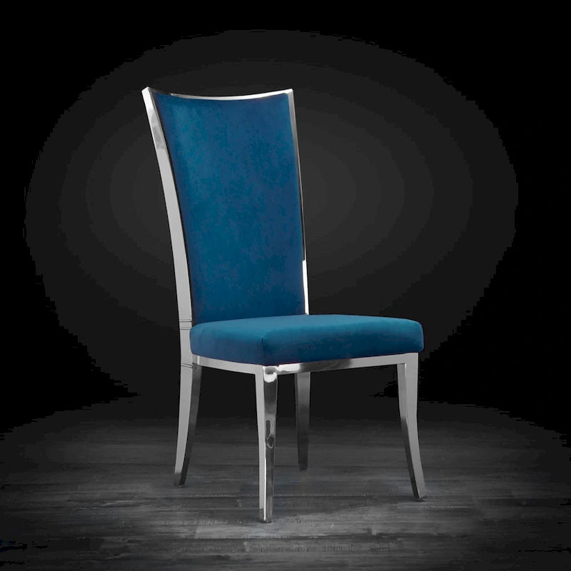 Silver Velvet Upholstered Dining Chair