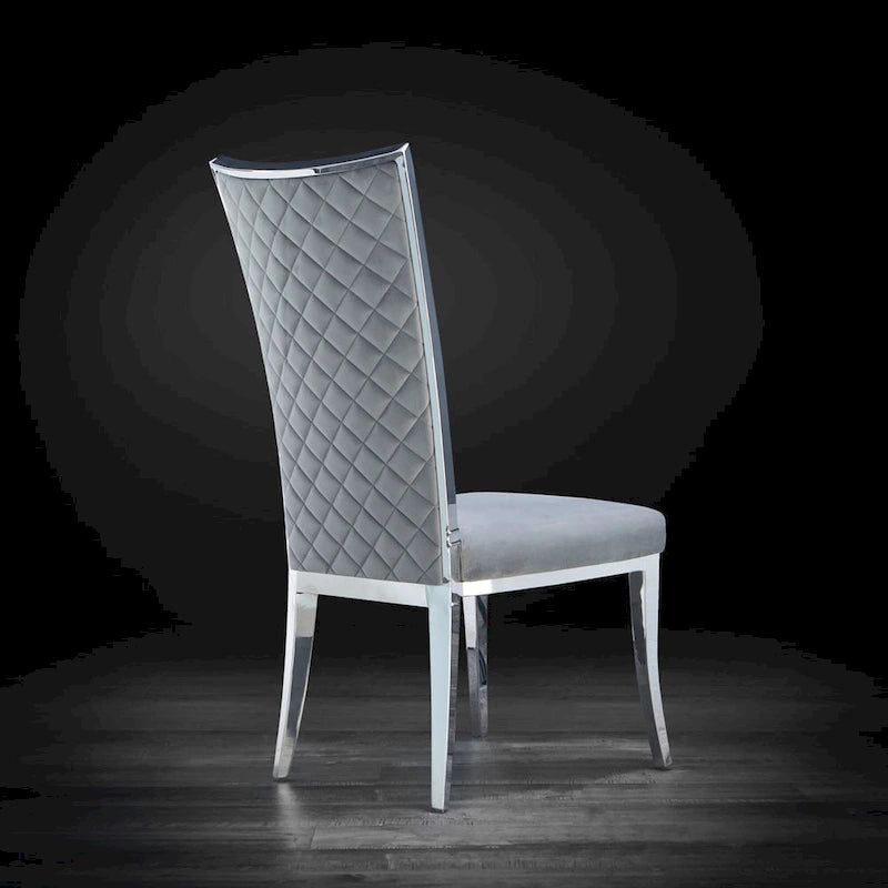 Silver Velvet Upholstered Dining Chair