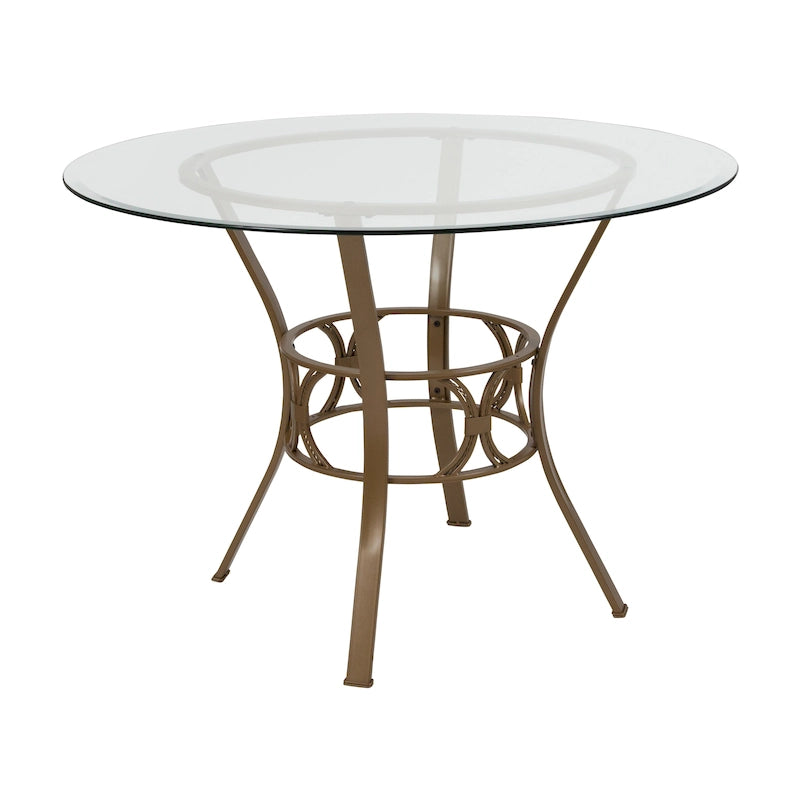Clear Glass Round Dining Table with Metal Frame 42-inch