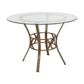 Clear Glass Round Dining Table with Metal Frame 42-inch