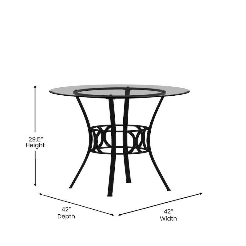 Clear Glass Round Dining Table with Metal Frame 42-inch
