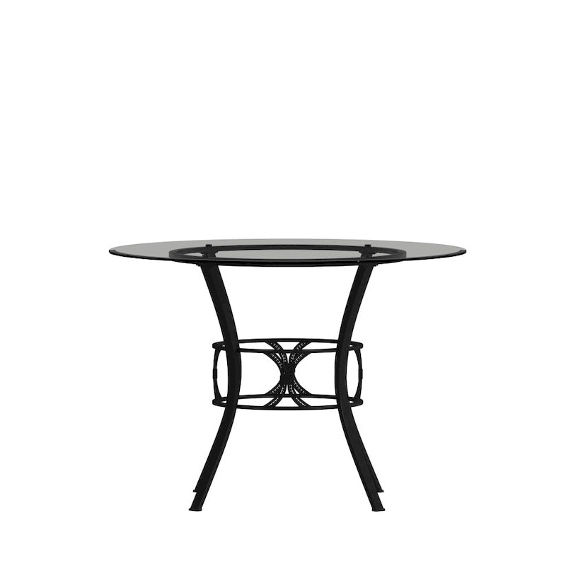 Clear Glass Round Dining Table with Metal Frame 42-inch