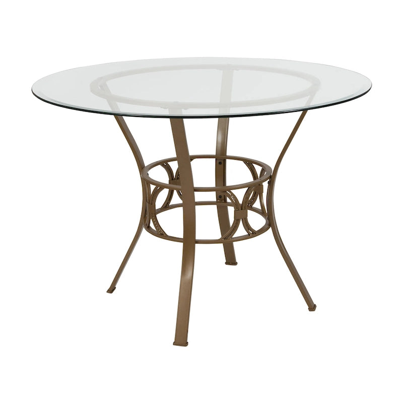 Clear Glass Round Dining Table with Metal Frame 42-inch