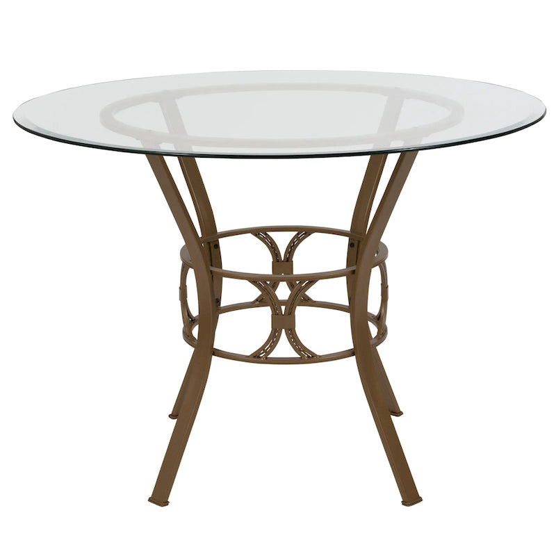 Clear Glass Round Dining Table with Metal Frame 42-inch