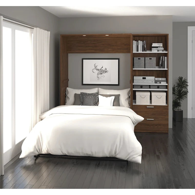 Full Murphy Bed with Closet Organizer and Drawers - Wall Mounted