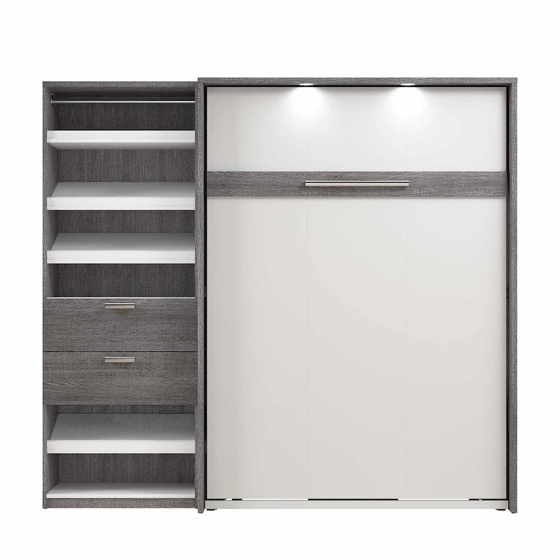 Full Murphy Bed with Closet Organizer and Drawers - Wall Mounted