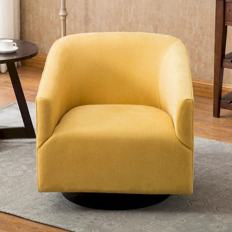Barrel Back Swivel Chair with Wood Base