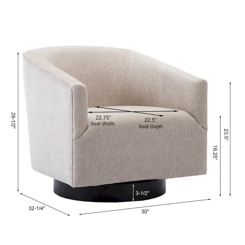 Barrel Back Swivel Chair with Wood Base