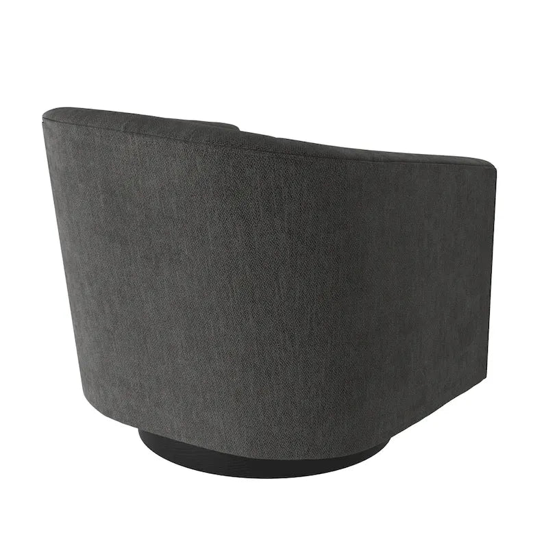 Barrel Back Swivel Chair with Wood Base