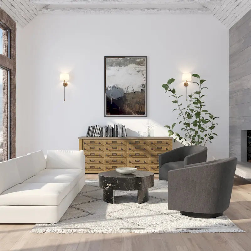 Barrel Back Swivel Chair with Wood Base