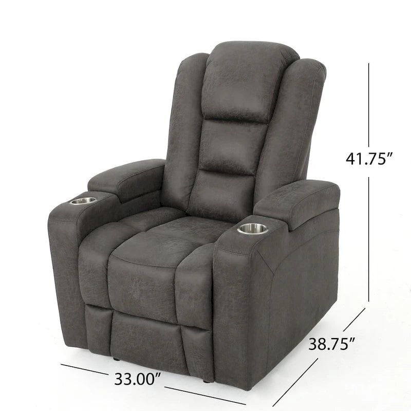 Slate Microfiber Power Recliner with USB Port