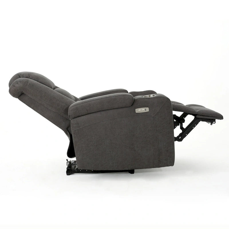 Slate Microfiber Power Recliner with USB Port