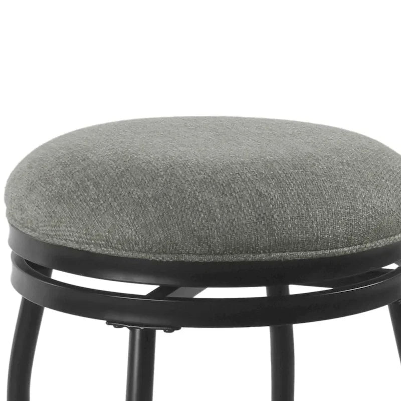 Metal Counter Stool with Swivelling Fabric Padded Seat, Gray and Black