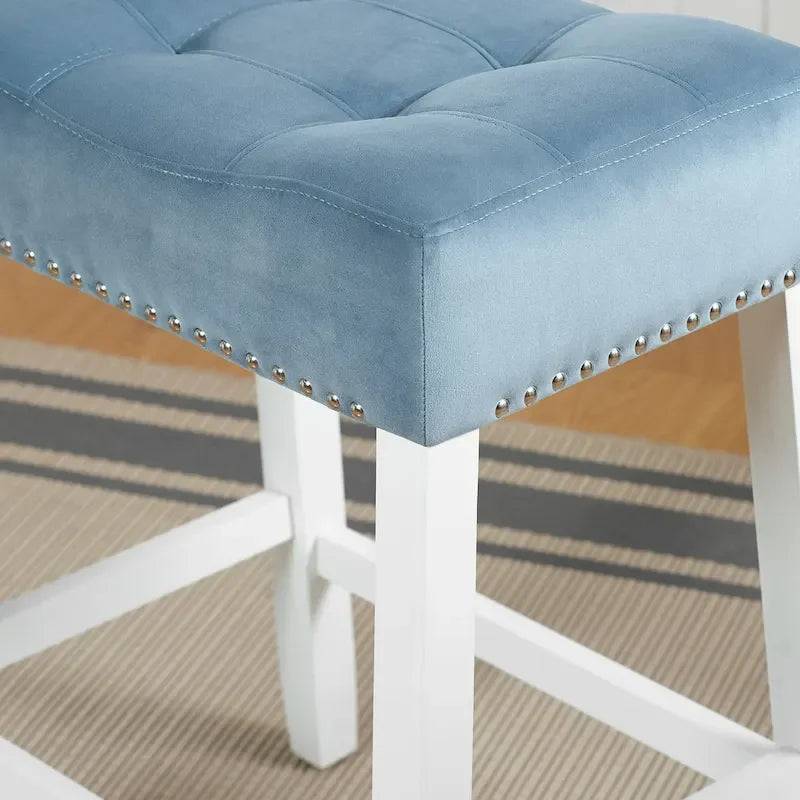 White-Wash Velvet Counter Height Stool