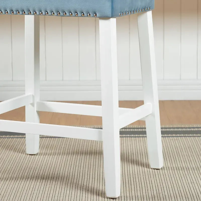 White-Wash Velvet Counter Height Stool