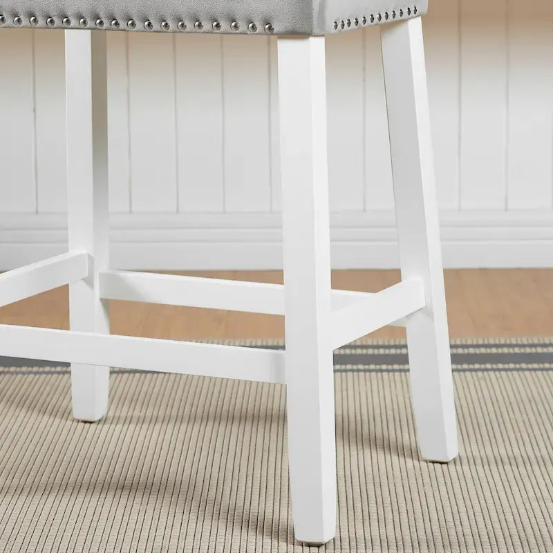 White-Wash Velvet Counter Height Stool