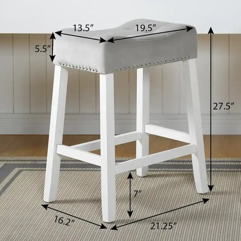 White-Wash Velvet Counter Height Stool
