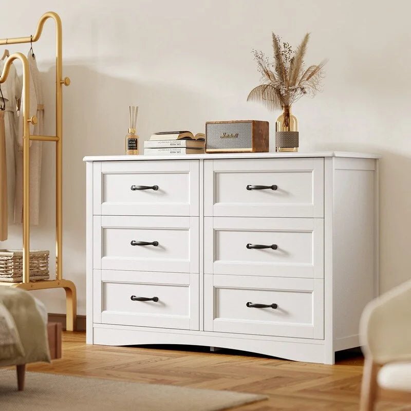 White 6-Drawer Dresser for Bedroom