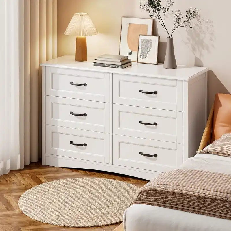 White 6-Drawer Dresser for Bedroom