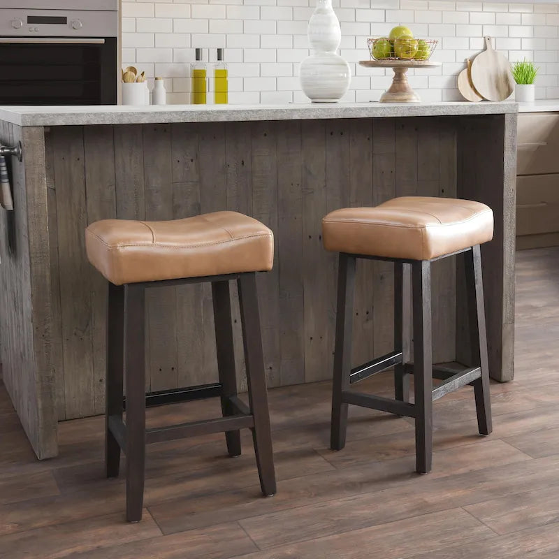 Butterscotch and Dark Brown Backless Counter Stool