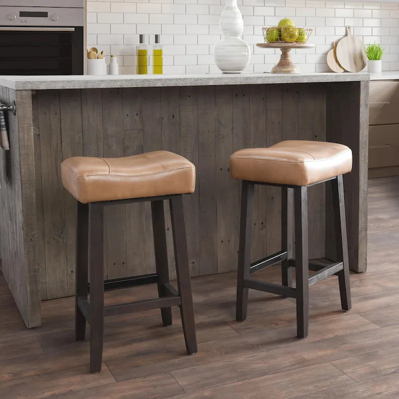 Butterscotch and Dark Brown Backless Counter Stool