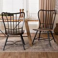 Black Metal and Dark Walnut Wood Dining Chairs